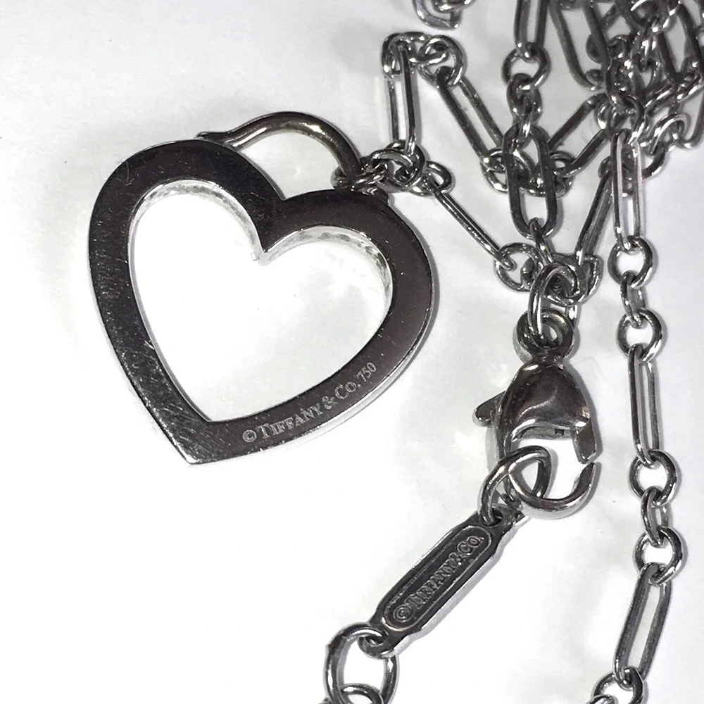 Solid 18K White Gold Tiffany & Co Authentic Sentimental Heart Necklace (not 14K)